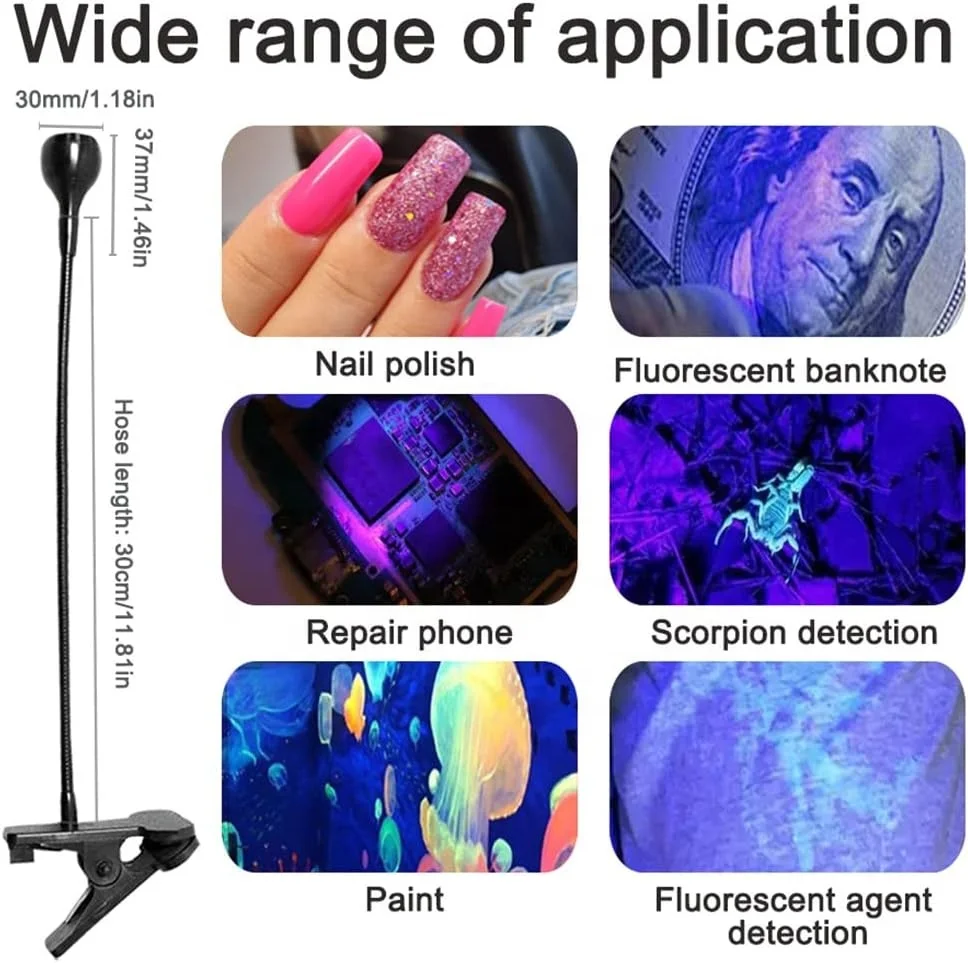 3W UV LED Desk Light Flexible Gooseneck and Clamp Mini Desk Light Portable Glue Curing Lamp Light for Nail