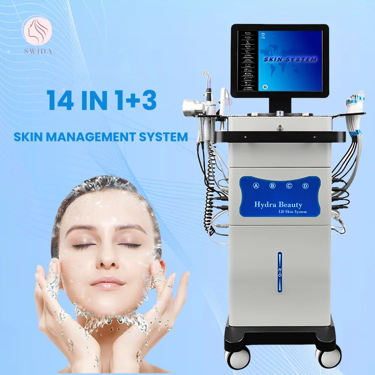 SWIDA Professional 2024 Newest Hydra Beauty Facial Machine 14 in 1 Hydra Micro Dermabrasion Standalone Unit for Face US UK Plugs