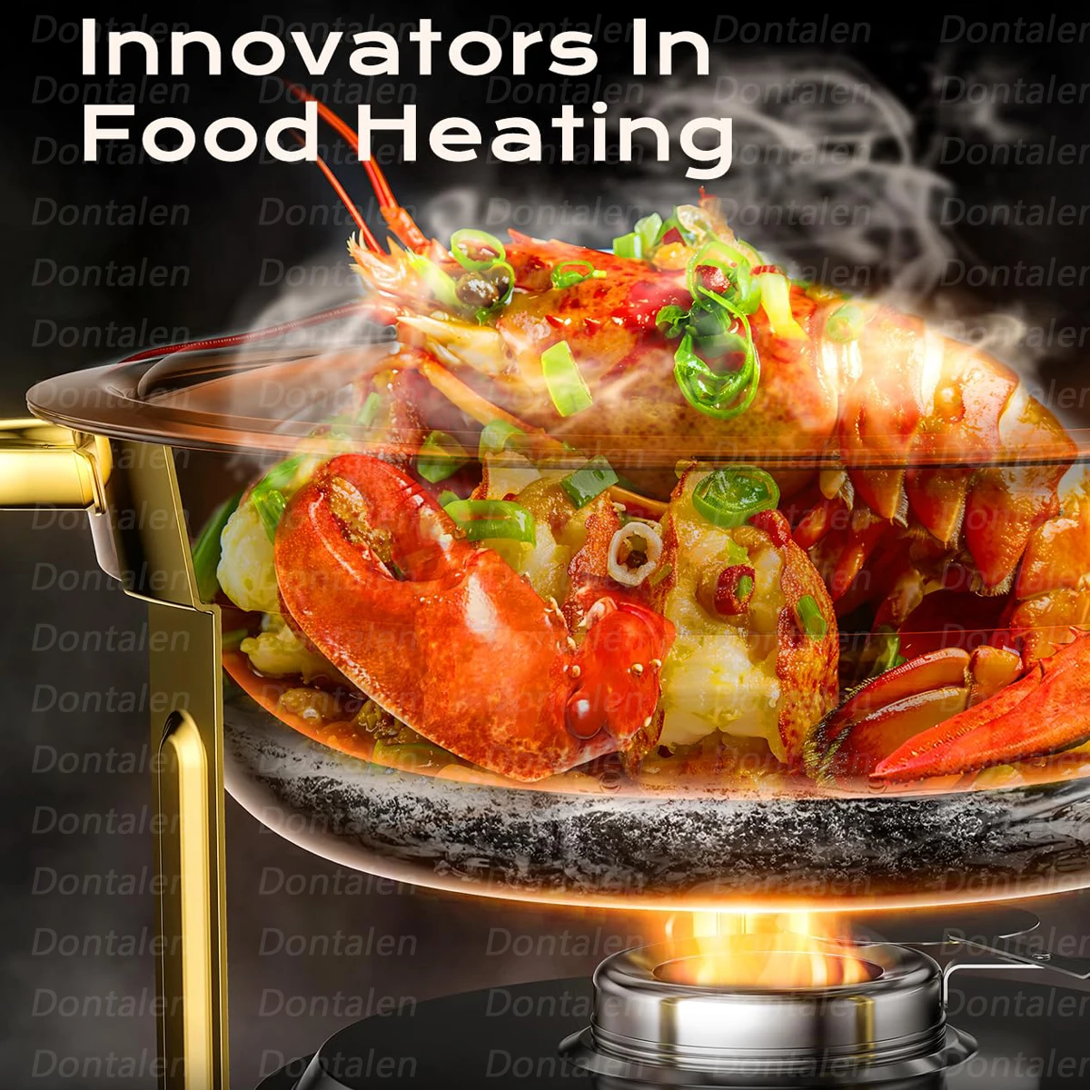 Wholesale 4pcs Set Round Shape Stainless Steel Chafing Dish Buffet Set Luxury Display Food Warmer Set Dual Use Of Hot And Cold