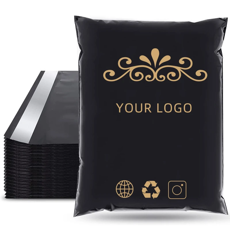Custom Biodegradable Poly Mailers Wig Plastic Printed Mailing Bag Self Adhesive Apparel Shipping Recycled Courier Bag