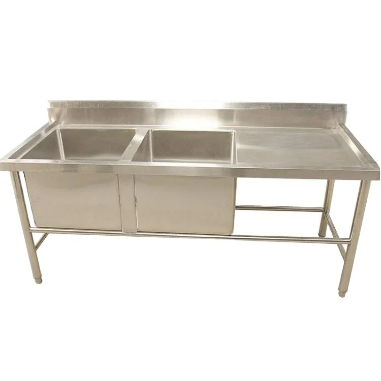 Hot selling stainless steel sink with bracket double groove stainless steel vertical commercial kitchen sink