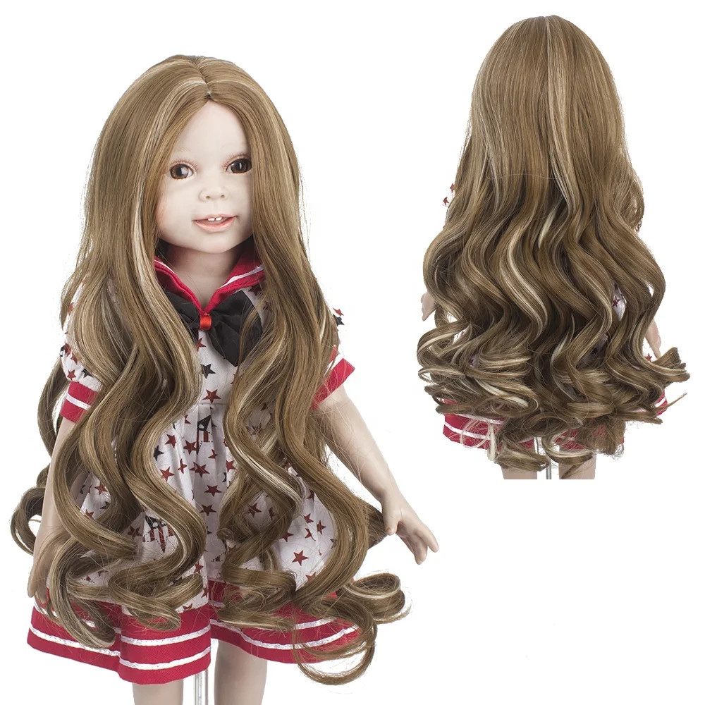 Hot Sale Beautiful Long Curly Brown Wig For 18 inches Doll Fashion BJD Doll Accessories