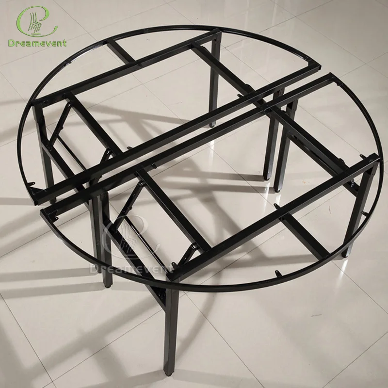 Wholesale fold in half wedding event solid wood folding restaurant banquet round table