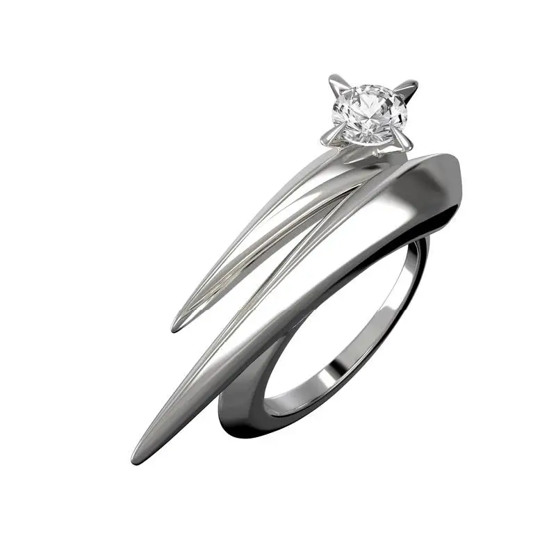 Liquid Claw 14K Gold Diamond-Embedded Ring - Unique Wide-Band Metal Design