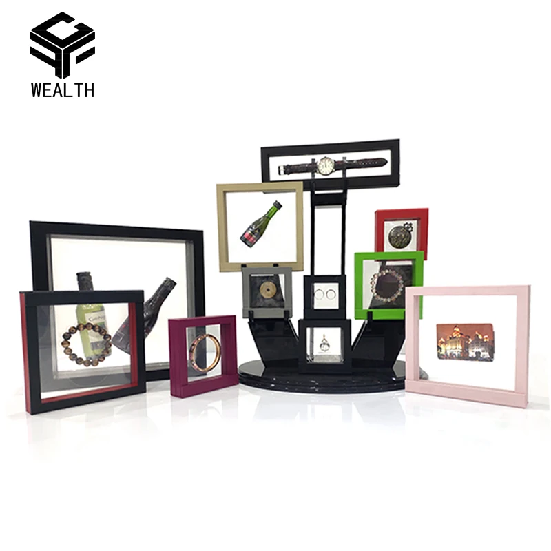 Jewelry 3d Floating Pe Film Suspension Box Transparent Jewelry Display Showcase Storage Ring Earrings Dustproof Packaging Box