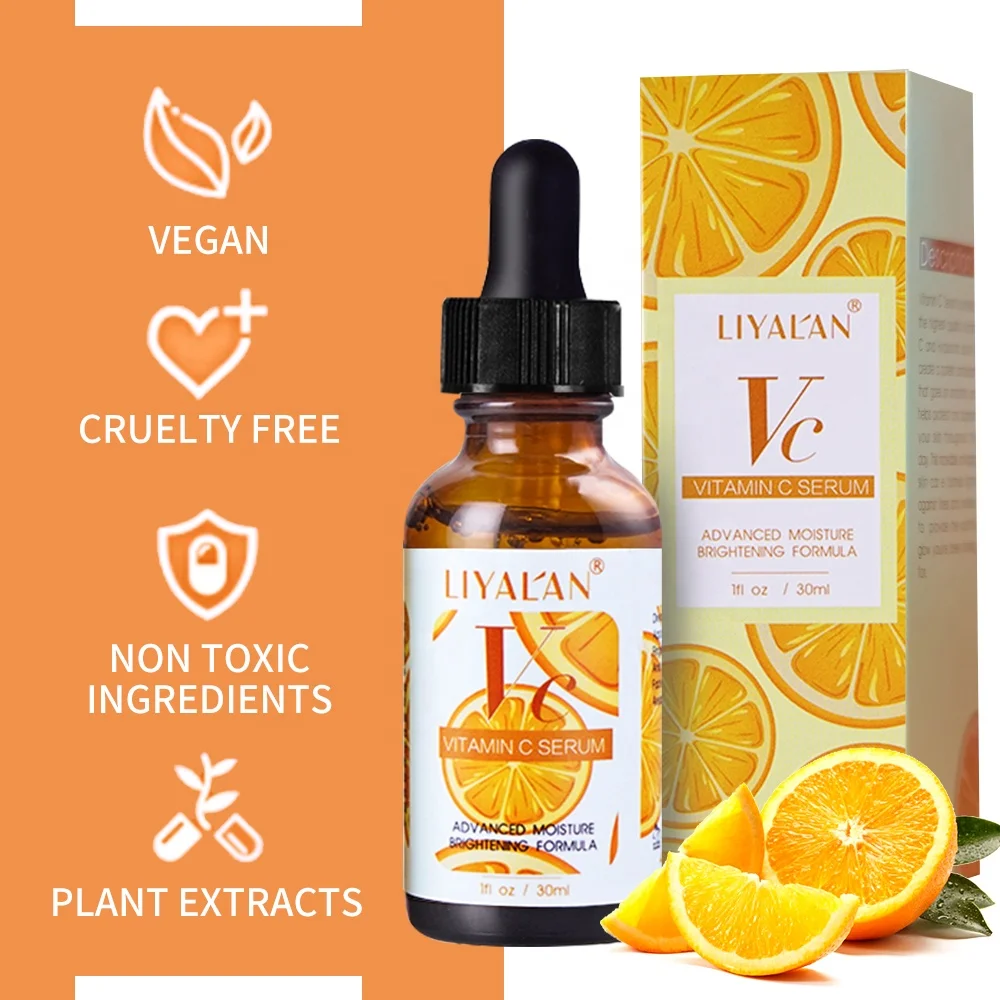 LIYALAN High Quality Organic Natural VC Facial Serum Skin Care Whitening Shrink Pores Vitamin C Serum For Face