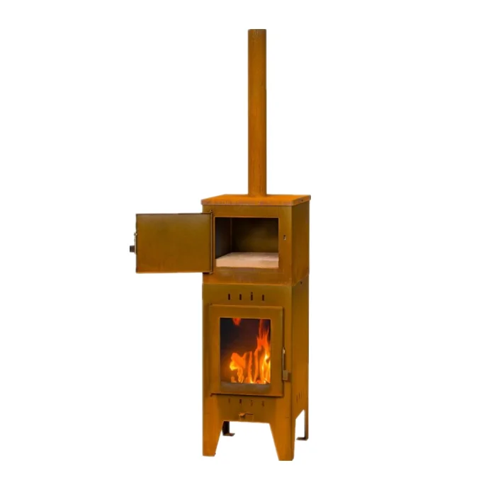 Outdoor wood burning fireplace backyard chimeneas free standing BBQ grill stove with pizza oven