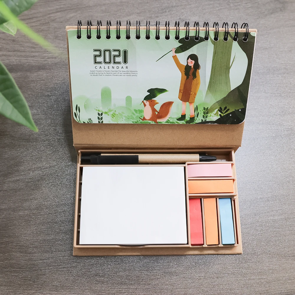 GemFully chinese e commerce sites desk calendar 2024-2025 table planner ready made calendar table calendar with sticker