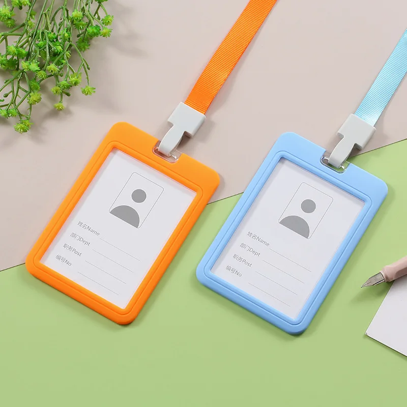 Factory Price ID Name Card Holder School Supplies Custom Color Logo Silicone ID Card Name Badge Holder
