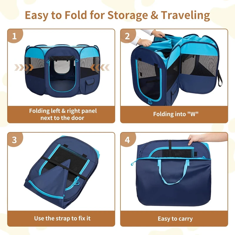 Easy Operation Fence Portable Folding Pet Tent Dog House Octagonal Cage For Cat