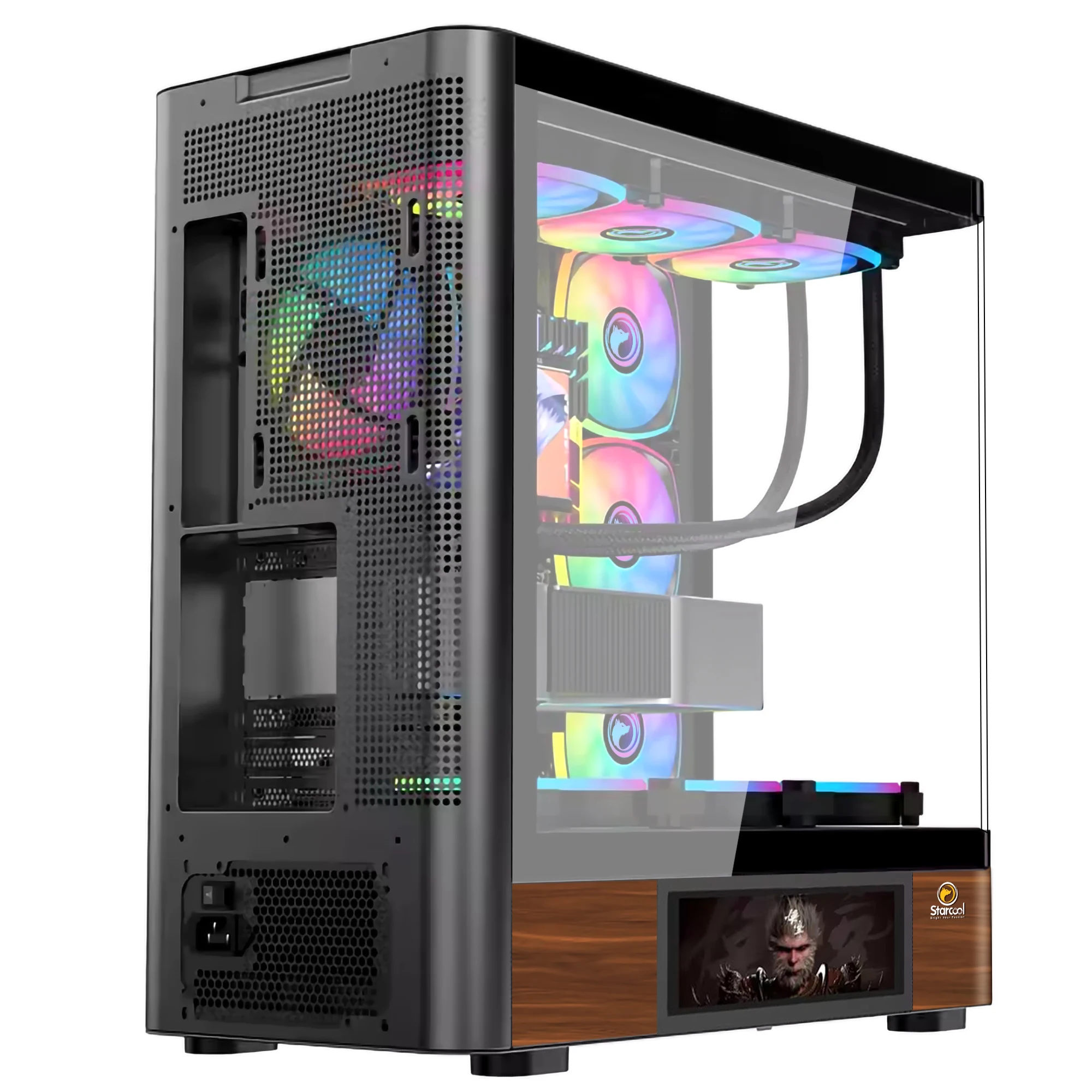 OEM ODM ATX MATX ITX LCD Desktop Motherboard Computer Case Ultra-Transparent Side Panel 360 Water Cooling Back Plug