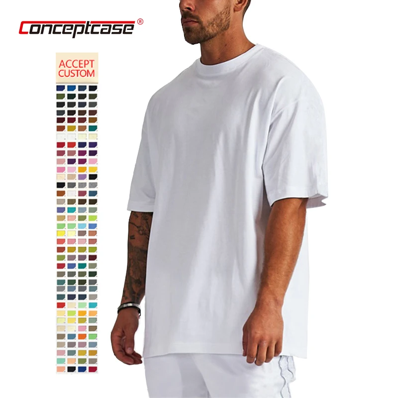 Mens Blank 100% Cotton Oversized Tshirt Embroider Printing Plain Blank T-Shirt Custom Print Logo White Quality Printing T Shirts