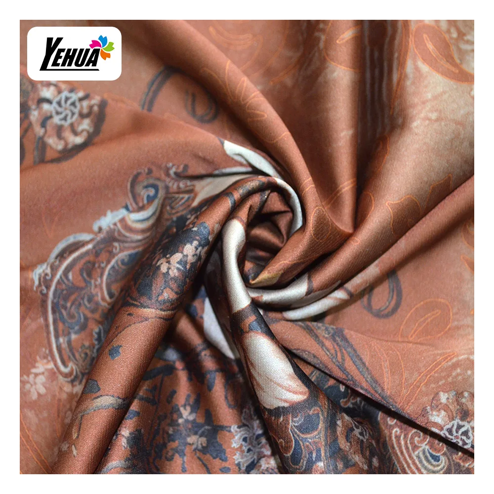 Custom Digital Printed Armaini Silk Satin Sateen Fabric 100% Polyester Satin Floral Fabric for Lady Gown Dress Pajama