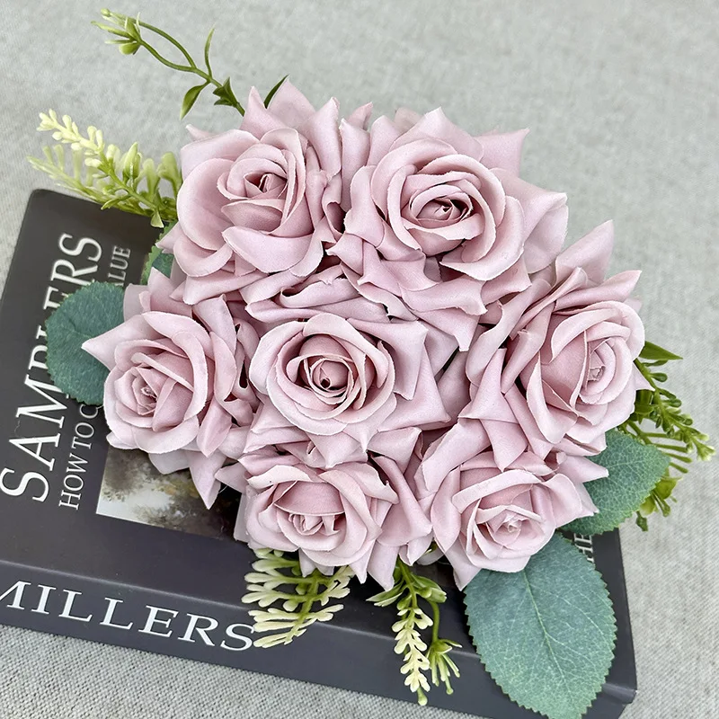 Wholesale Single Stem Artificial Real Touch Pink Rose For Wedding