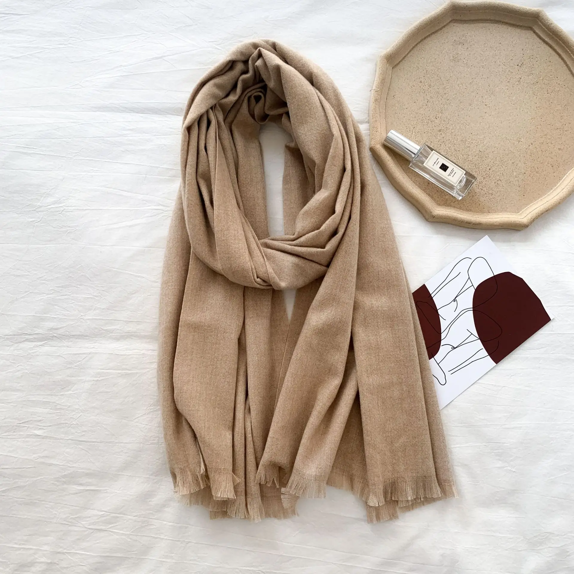 Comfortable customize small size cotton jersey Scarves Breathable Premium Pleated Wrap Ribbed Jersey Hijabs Head Stretchy Scarf