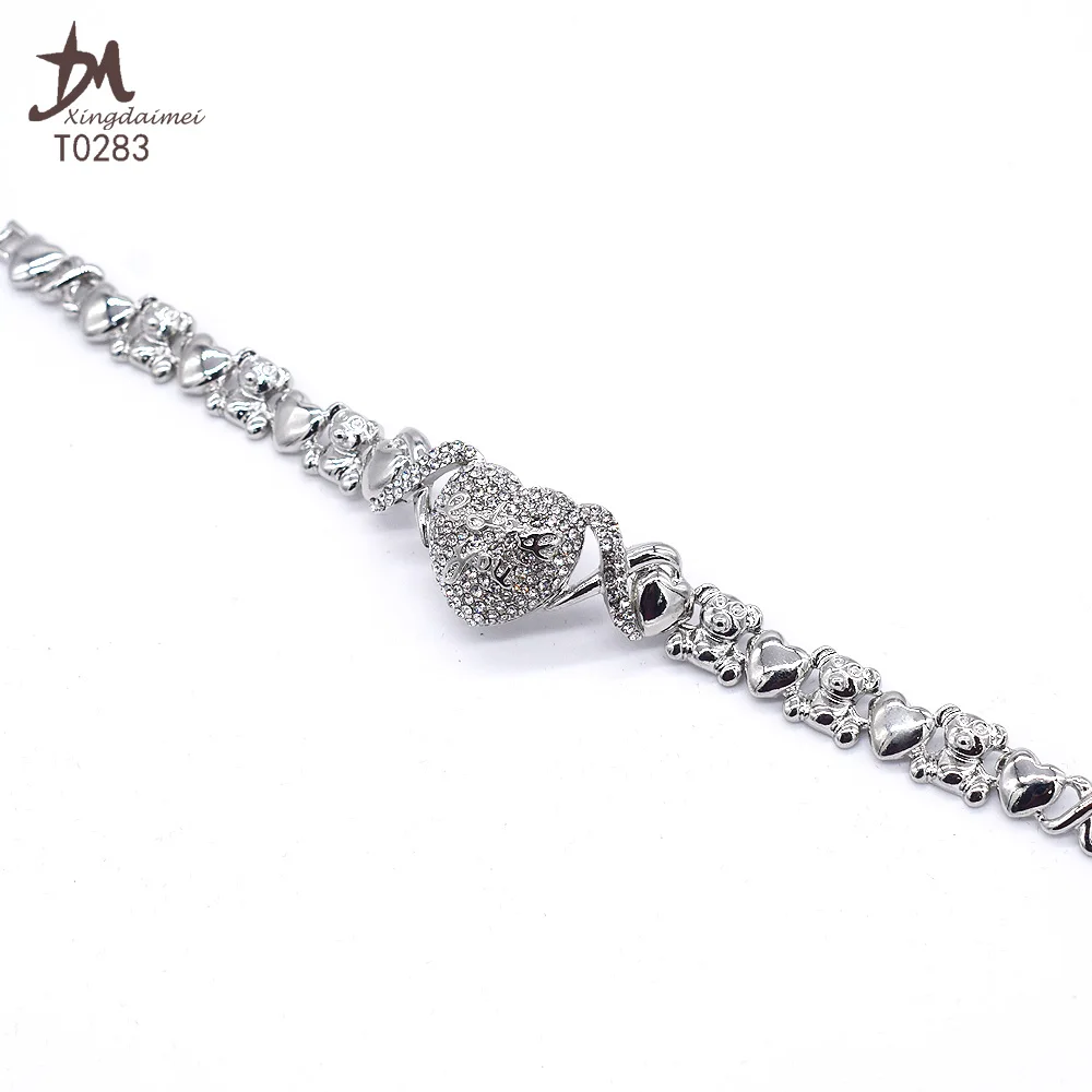 T0283 High quality silver color fishbone 4piece I love you jewelry set big set african jewelry