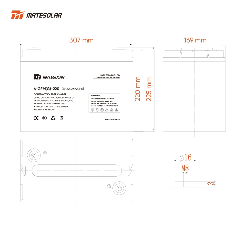 Mate Deep Cycle Gel Battery 6V 220Ah 200Ah Lead Acid in China