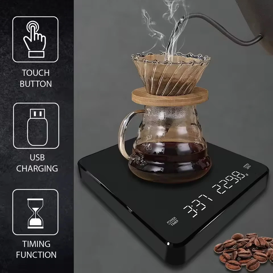 3kg Electronic Waterproof Multifunction Small Digital Kitchen Food Coffee Scale With Timer
