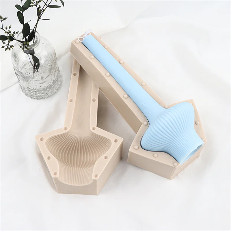 ZO161 Candle Mold 3D Geometric Lines Pillar Silicone Mold DIY Mould for Plaster Soap Making Large Knot Candle Silicone Mold