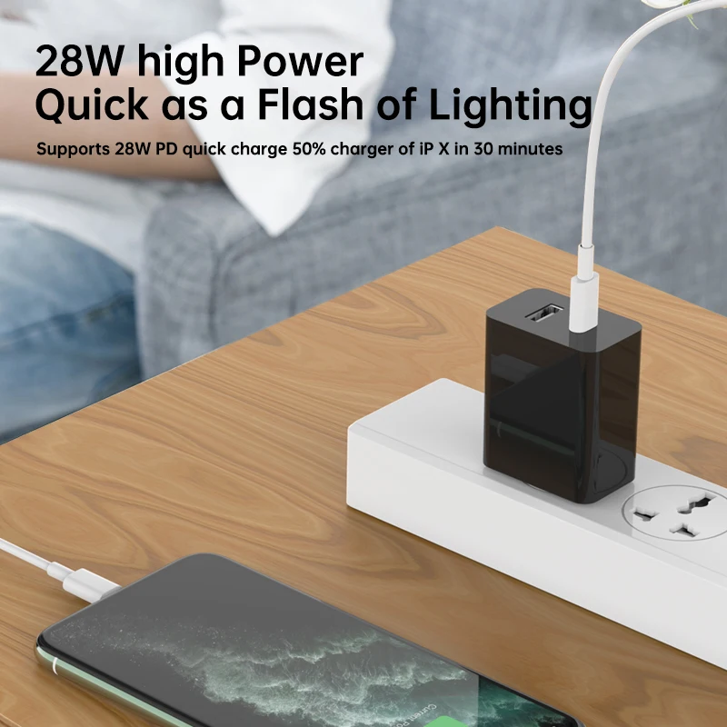 MOXOM Charger Data Usb Type-C Cable 28w PD Fast Charging Cable For IPhone 11 Pro Max