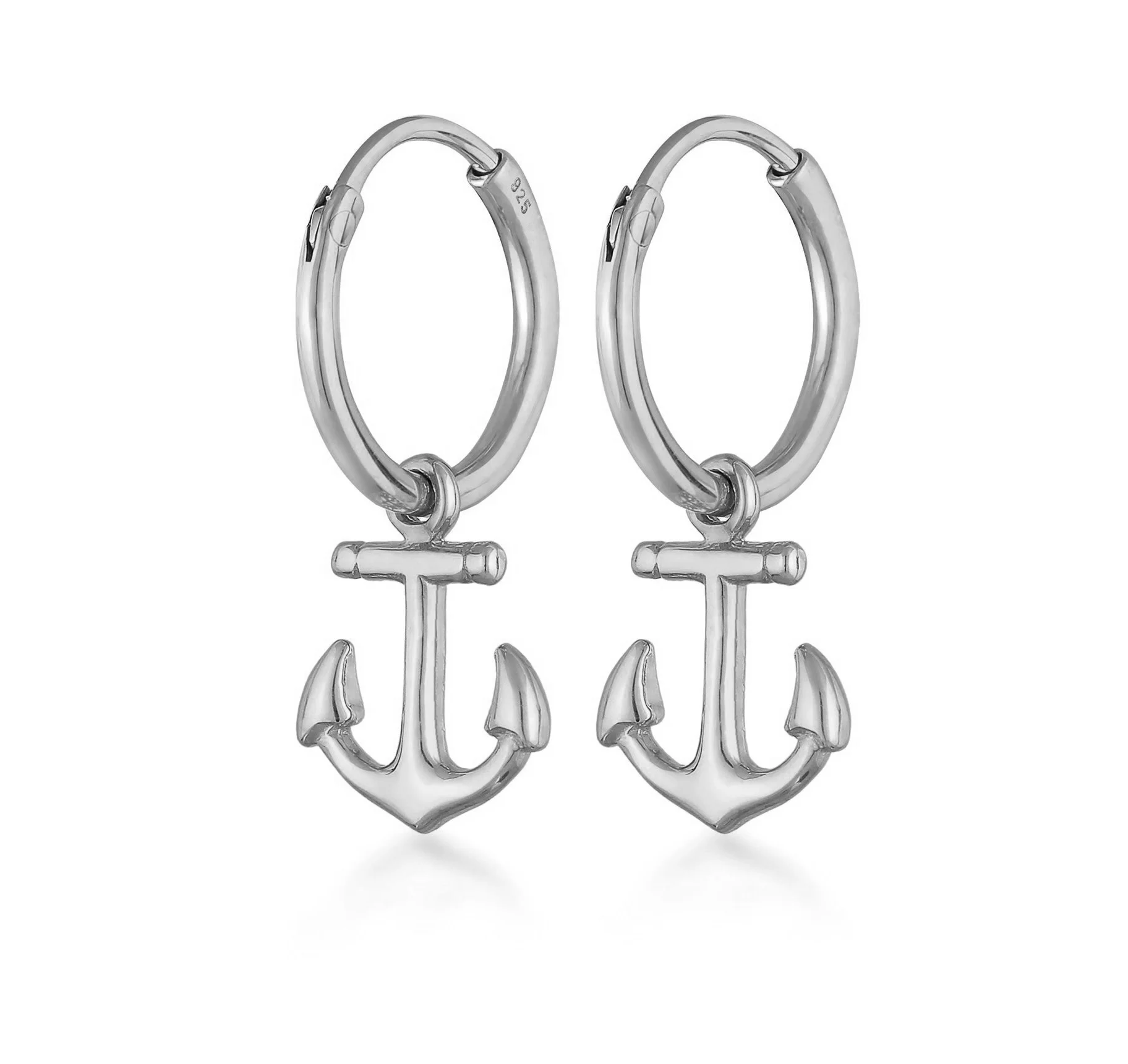 Milskye simple jewelry for women 18k gold 925 silver creoles anchor pendant hoop earrings