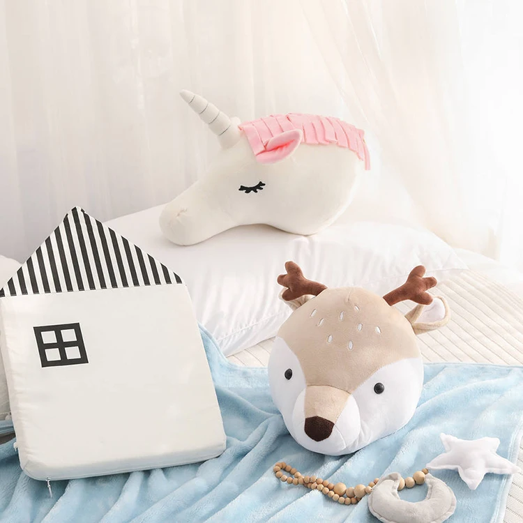 Good Selling Room Wall Stuffed Animal Decor Ins Design unicorn Elephant Deer Head Plush Toys