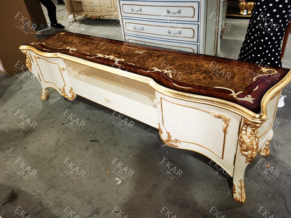 Living Room Furniture Luxury Antique Television Unit Table Wooden Tv Stand