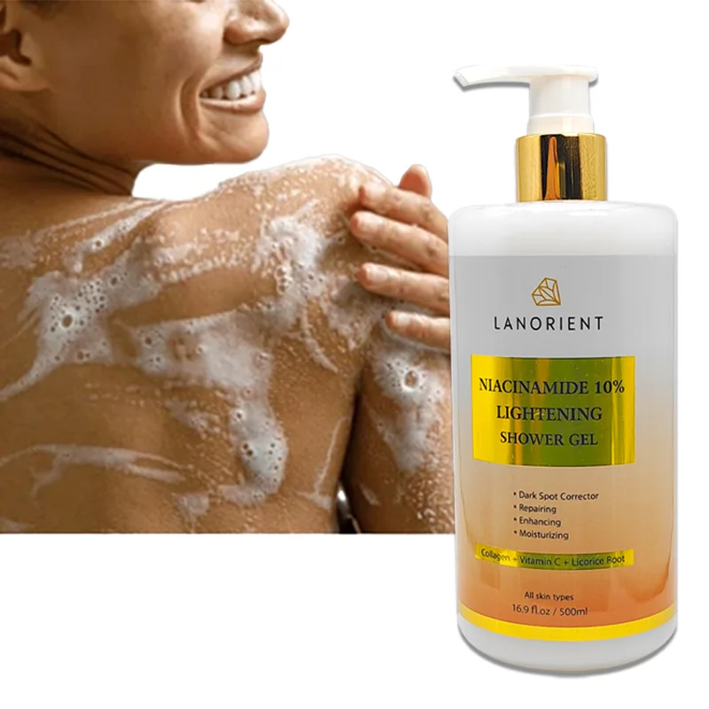 Private Label LANORIENT High Quality Body Wash Niacinamide Whitening Moisturizing Exfoliating Body Care Perfume Shower Gel