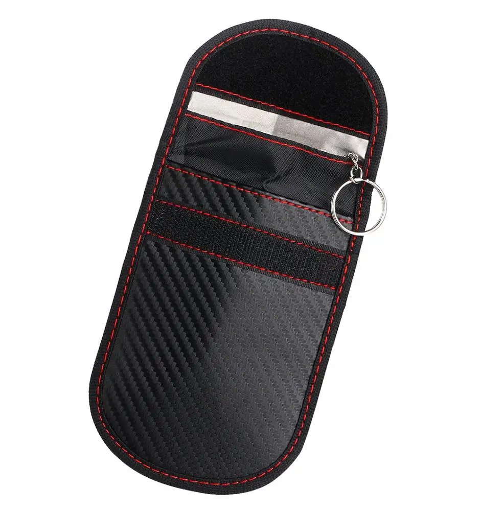 Car Guard Black 2 Pack Quality Carbon Fiber Car Key RFID Signal Blocking Pouch Faraday Bag Signal RFID Blocker