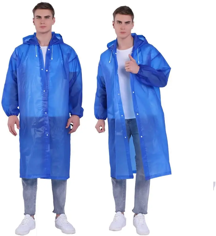 Rain Coat Reusable Rain Ponchos for Adults Men clear Lightweight rain coats for women with Hood and Drawstring