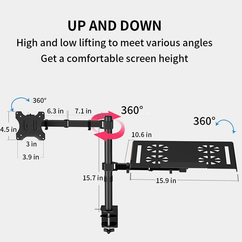 Spring Monitor Arm Desk Mount Adjustable Dual Lcd Laptop Holder for Variable Office Environment Hospital VESA 100x100 75x75 mm