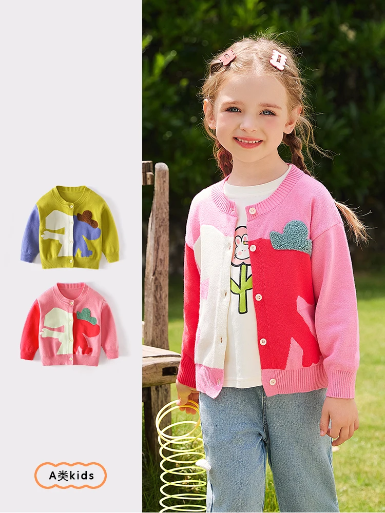 Wholesale Infant Toddlers Knitted Top Baby Girl Boy cardigan  Cotton Soft Sweater Children contrast Color Knitwear Winter Fall