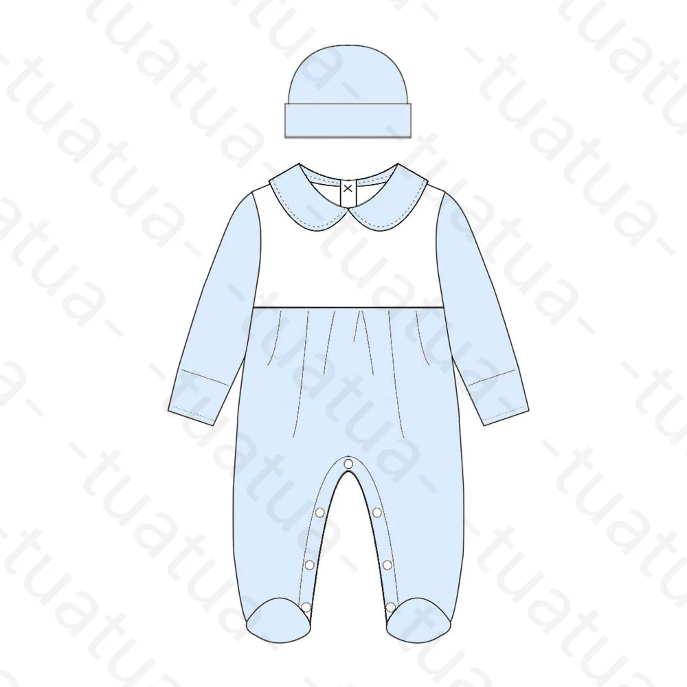 monogram sleeper boy girl matching curved edge frill baby onesies foot binding baby jumpsuit romper