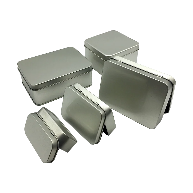 Factory Wholesale Printing Custom Square Metal Tin Boxes Packaging With Hinged Lid Small Gift Box For Home Storage Container