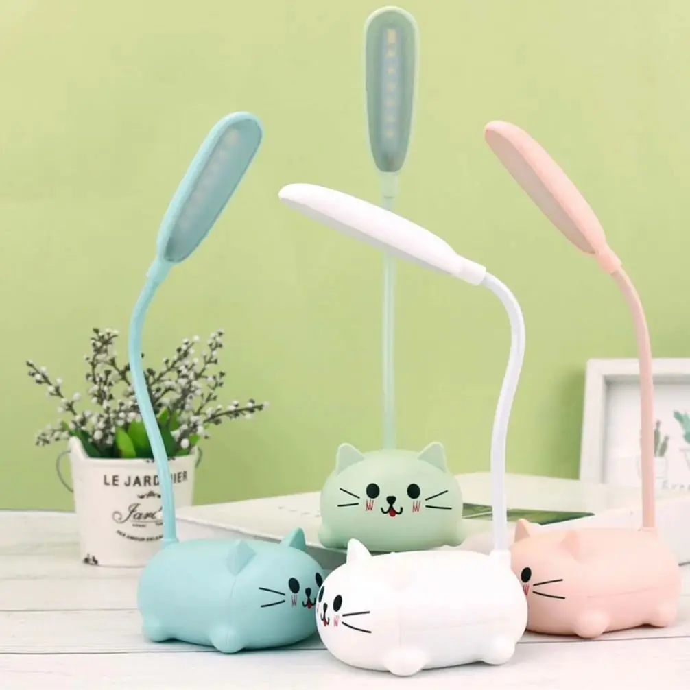 Hot LED Table Lamp Cartoon Cute Pet Cat Night Light Usb Rechargeable Led Table Light Child Eye Protection Warm White Desk Lamp