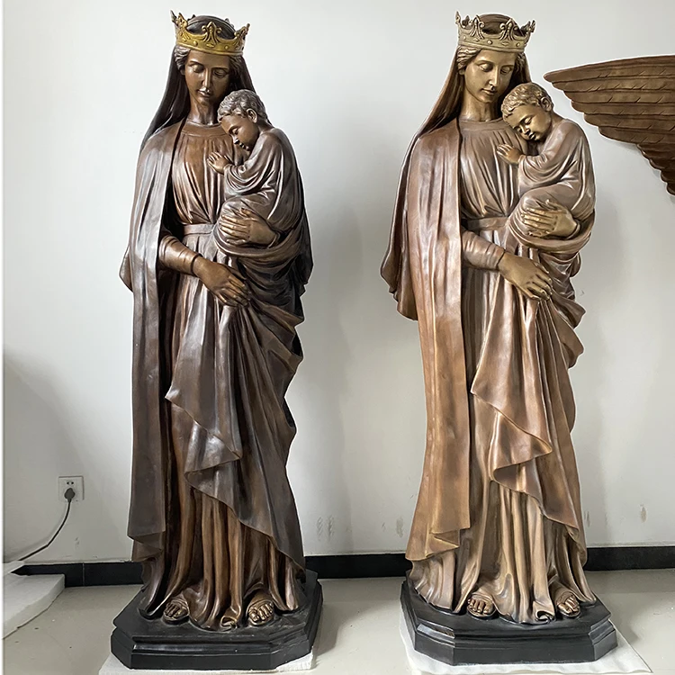 Religious bronze statue of the virgin mary for church decoration