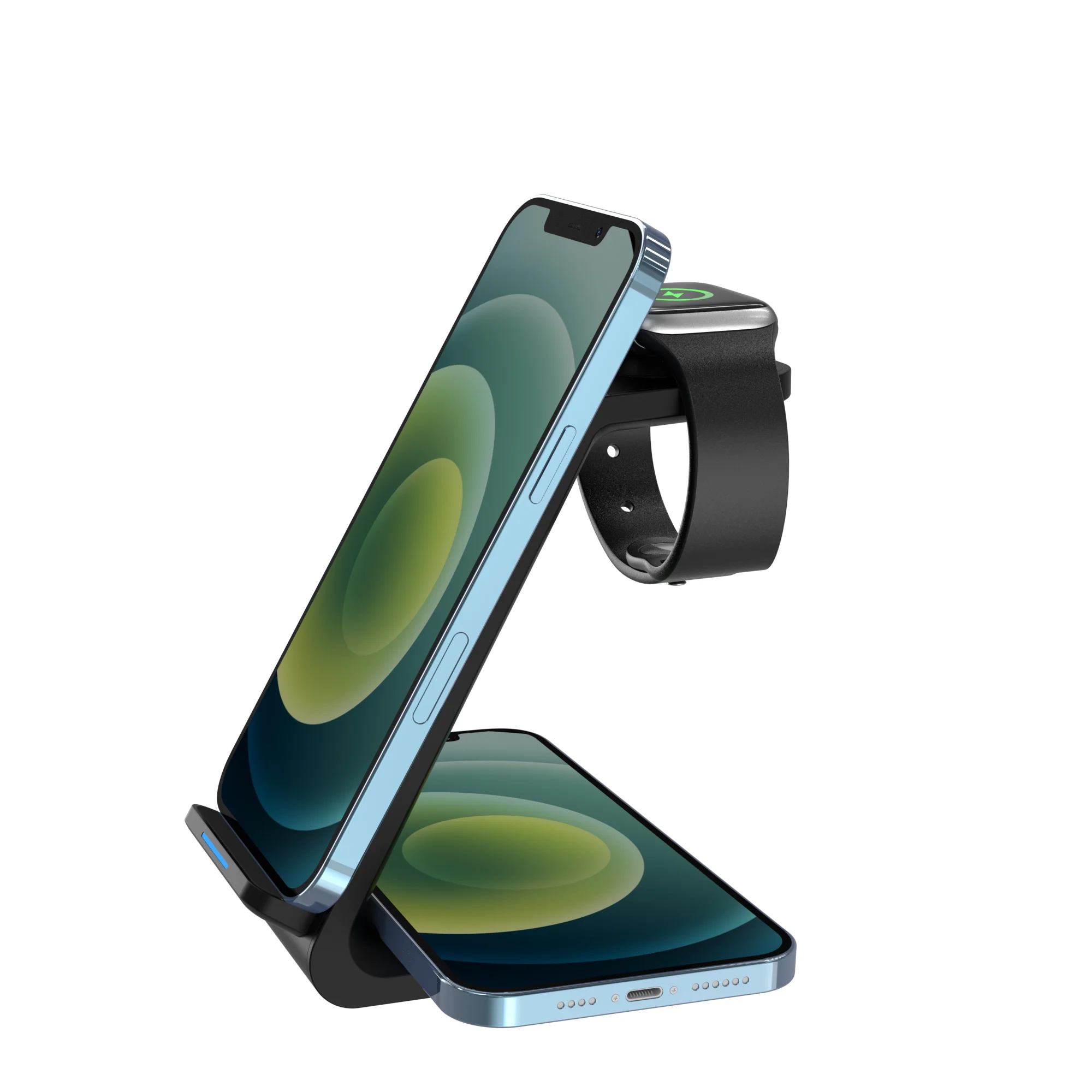 Portable 15w 10w Mobile Phone Wireless Charger Fast Charge 3 in 1 Stand for iPhone iWatch Airpods