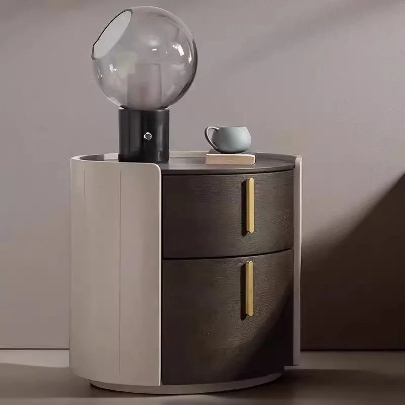 Atunus Italian Modern Minimalist Bedroom Side Table Furniture Temper Glass Top Wooden Structure Night Stand