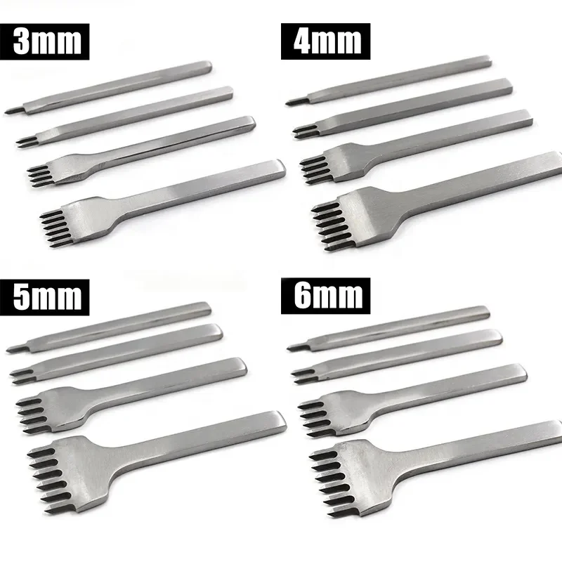 3/4/5/6mm Spacing Punch Tool For Leather Hole Punch Tool Lacing Stitching Sewing DIY Leather Craft Tools 1/2/4/6 Prong