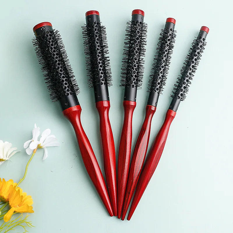 Anti Static Curly Hair Comb nylon Redwood aluminum tube Rolling Round Brush Hair Styling Beauty Salon Hairdresser Curling Iron