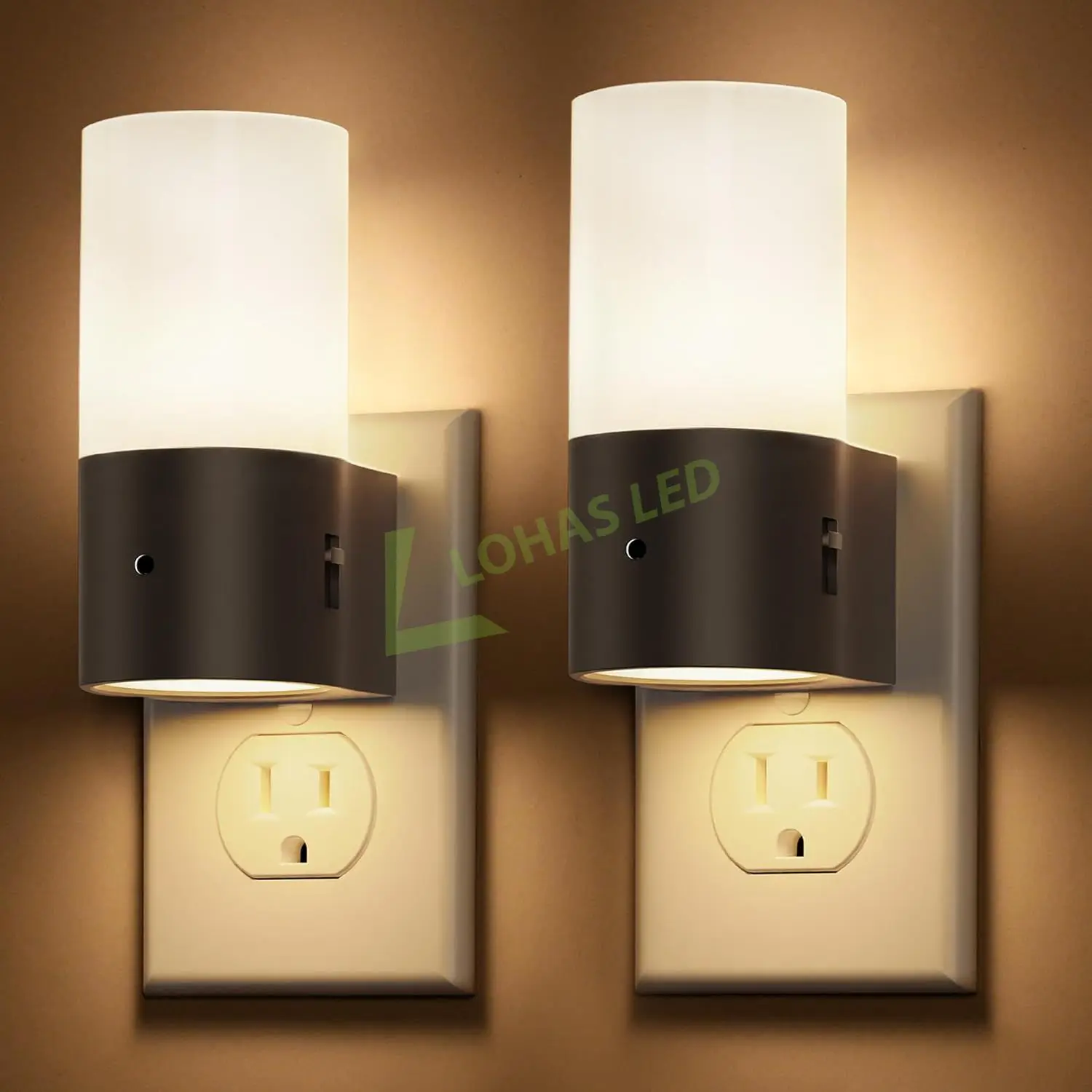 LOHAS Wall Plug Nightlight Dimmable LED Nightlight Dusk to Dawn Light Sensor LED Night Lights for Bedroom Kids Room