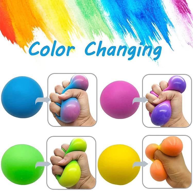 Color Changing Pu soft sensory flour filled stress autism reliever ball squeeze anti fidget squishy stress relief ball toy