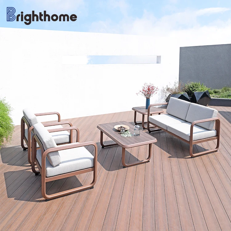 Custom Modern Design Aluminum Patio Hotels Garden Sofa Set Outdoor Furniture Lounge Garden Sofa