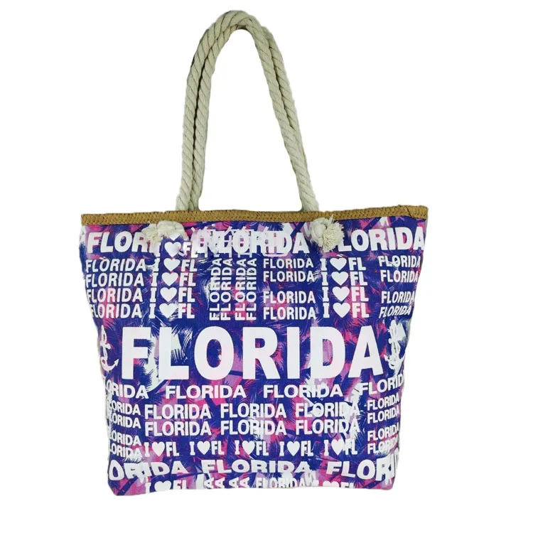 Customized logo travel gift canvas large turtle miami florida souvenir beach tote bags