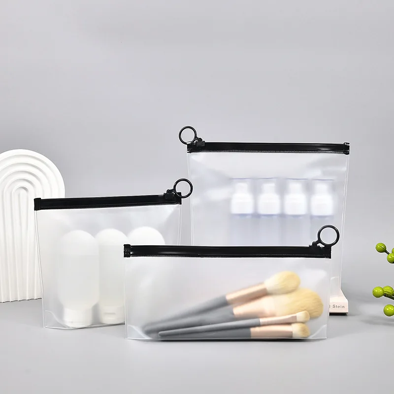 Frosted clear pvc waterproof makeup Bag set printed three-dimensional pvc bag Zipper travel makeup storage bag