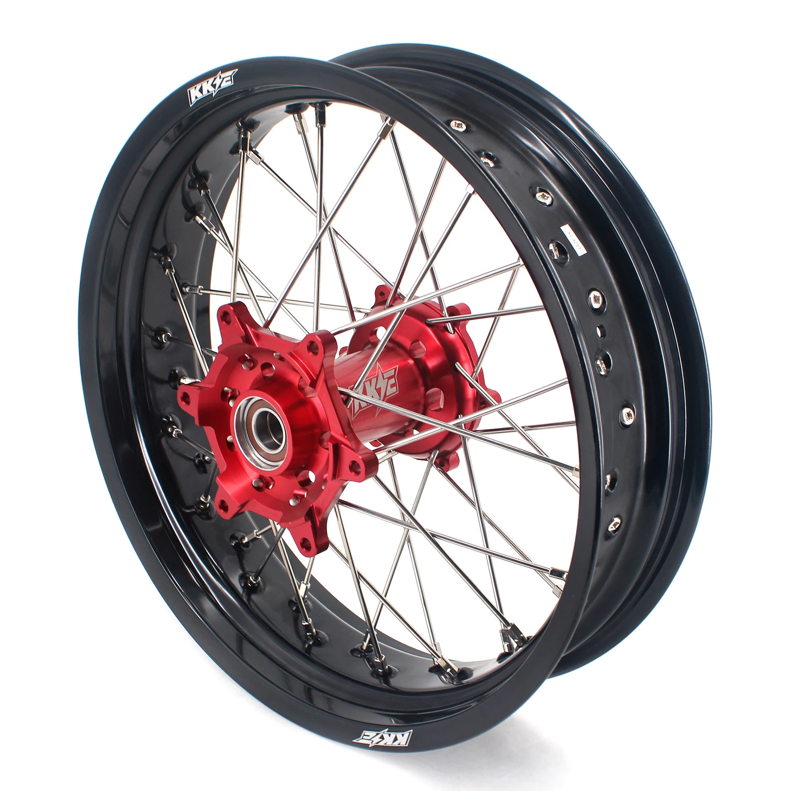Колесные диски KKE Racing 3 5/4 25 Supermoto для BETA RR 2013-2020 анодированный ЧПУ красный ступичный черный