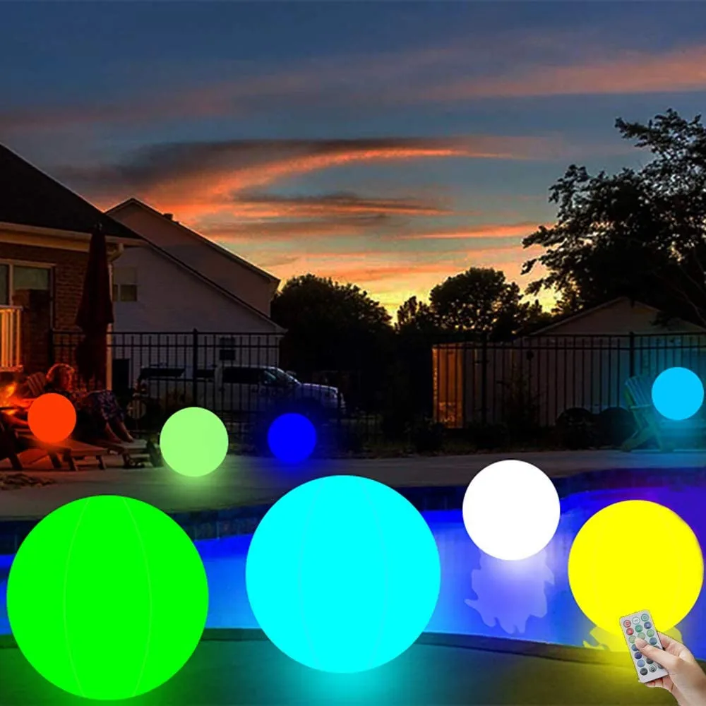 30cm Inflatable Waterproof LED Glow Globe Pool Lights Party Decoration