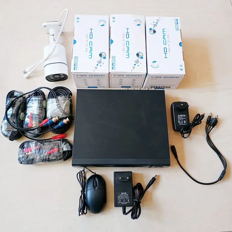 2MP 1080P AHD Warm Lights Color Night Vision CC TV Full Set Security 4 Channel CCTV DVR Camera System