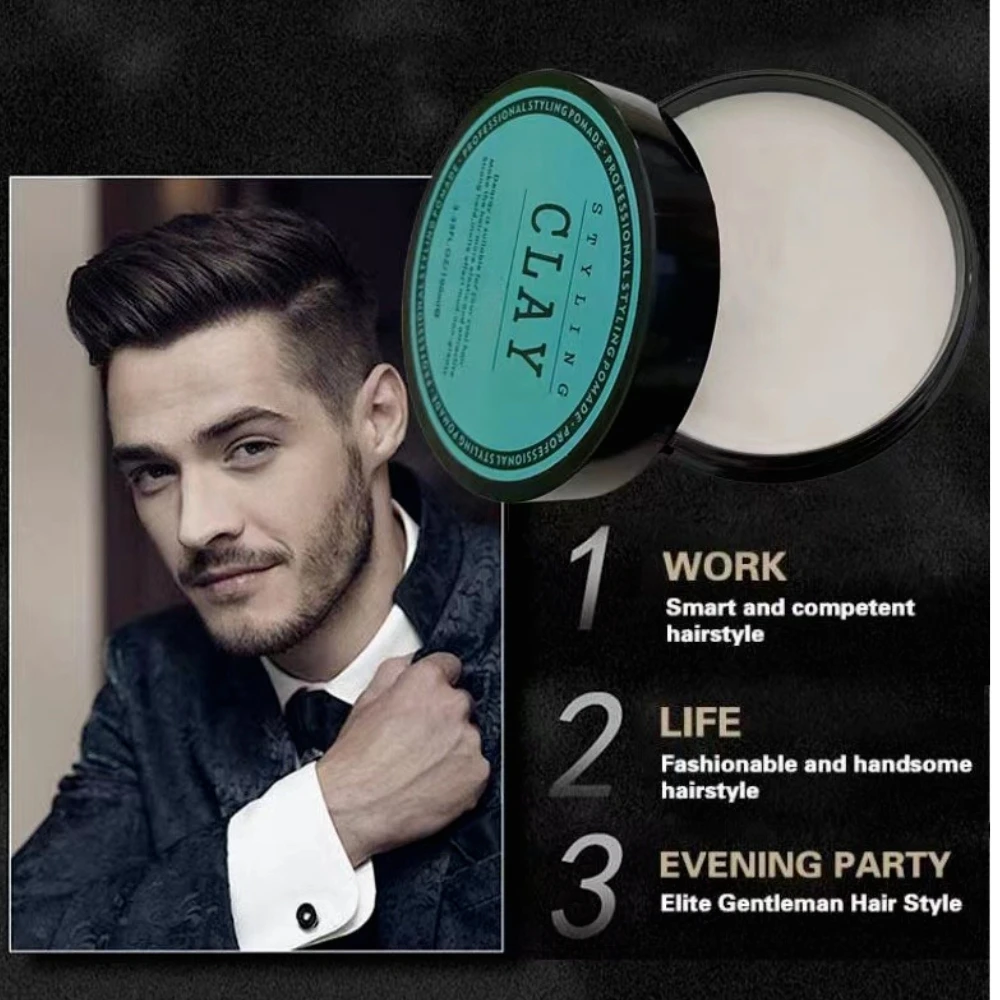 man matte clay hair styling product 100% organic fashionable hair styling clay