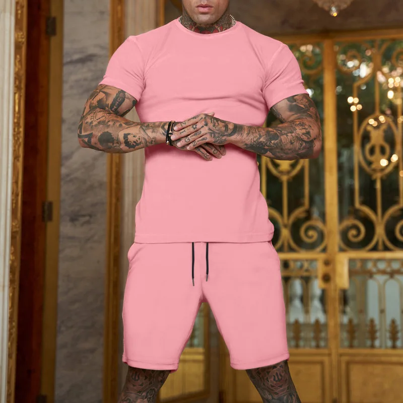 2022 Wholesale Custom Summer New Arrival Polyester Jogging Sportswear Gym Tracksuit And Short 2 Piece Shorts Men T Shirt Set